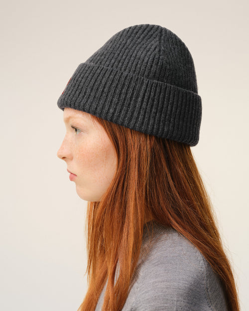 Grey Wool Beanie With Ami De Coeur - Woman - 11 - AMI Paris - Ami Paris
