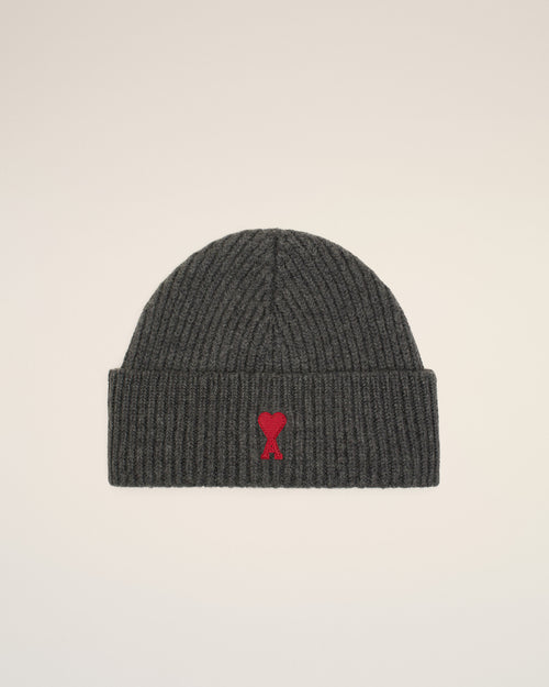                                 Grey Wool Beanie With Ami De Coeur - 3                             - Ami Paris