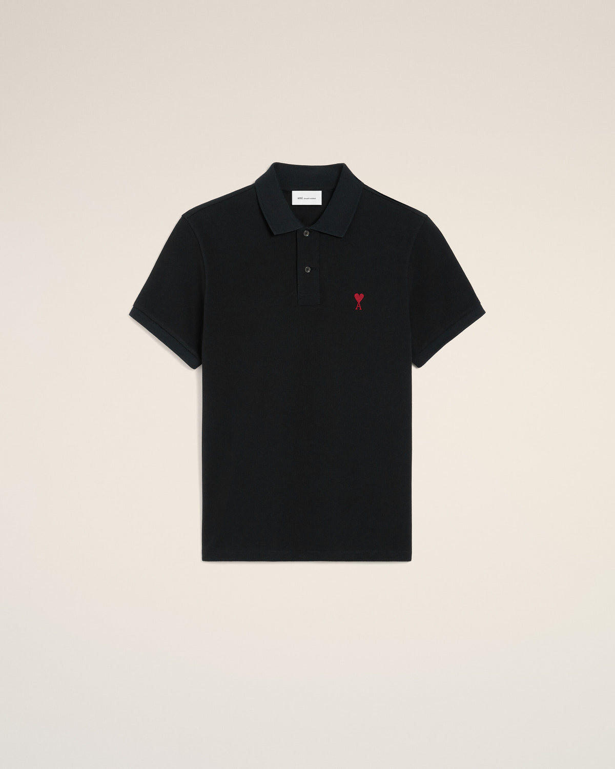 Black Cotton polo with Ami De Coeur - 1