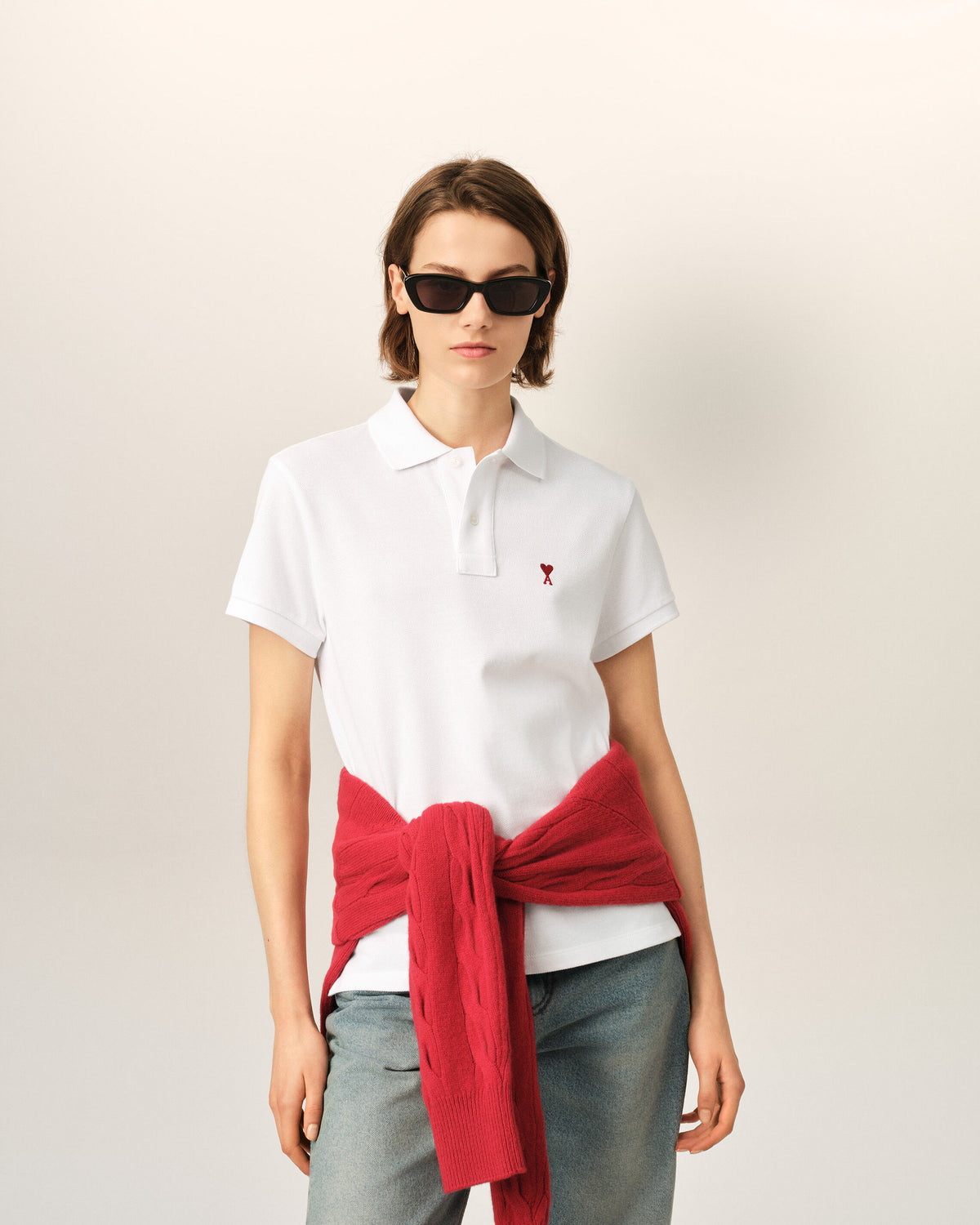 White Cotton polo with Ami De Coeur - 8