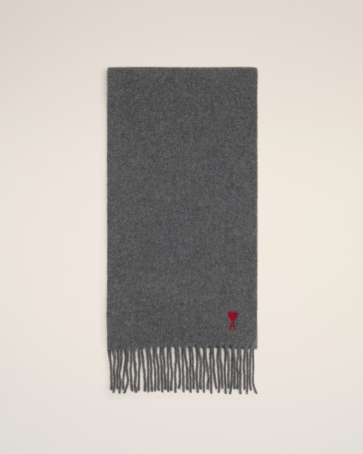Grey wool scarf with Ami de Coeur - 2