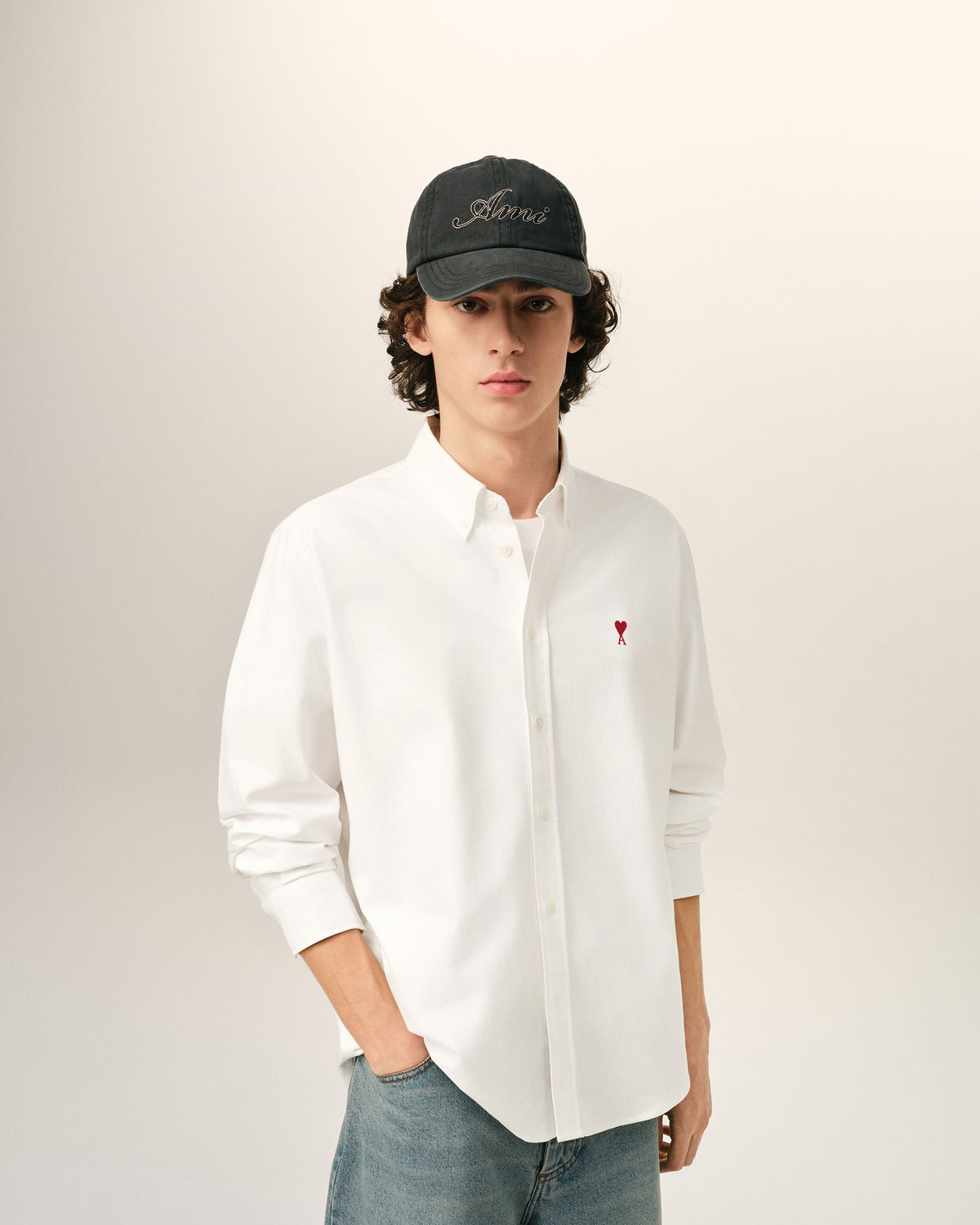 White cotton shirt with Ami de Coeur - 2