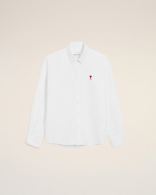 White cotton shirt with Ami de Coeur - 1 - Ami Paris