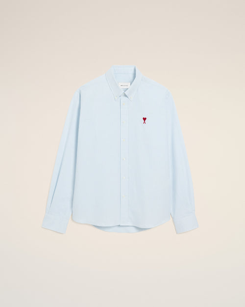                             Blue stripped cotton shirt with Ami de Coeur - 3                         - Ami Paris