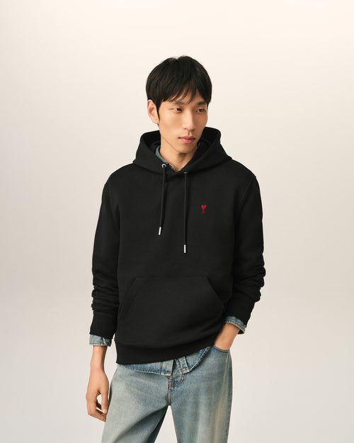 Black cotton hoodie with Ami de Coeur - 2 - Ami Paris
