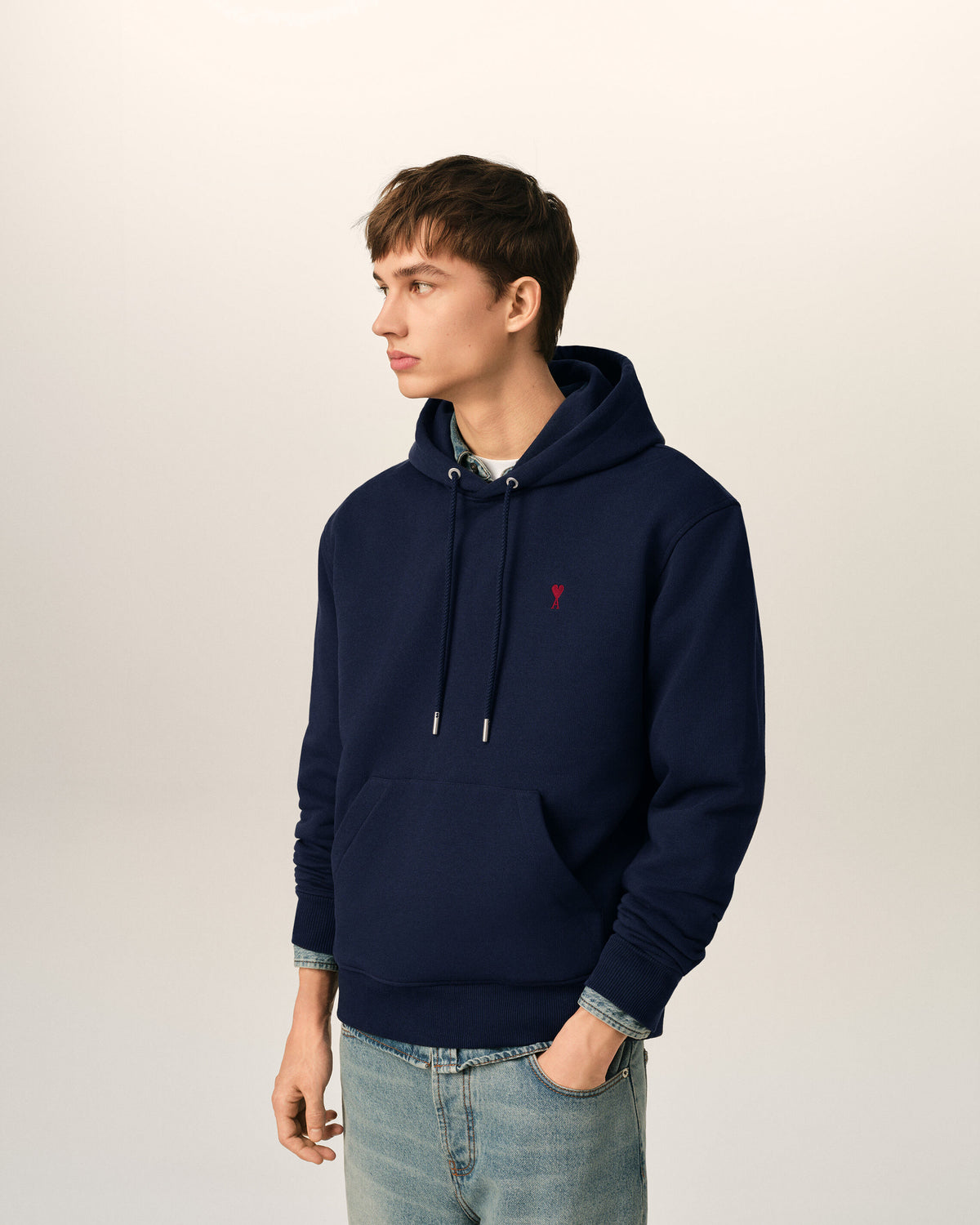 Blue cotton hoodie with Ami de Coeur - 2