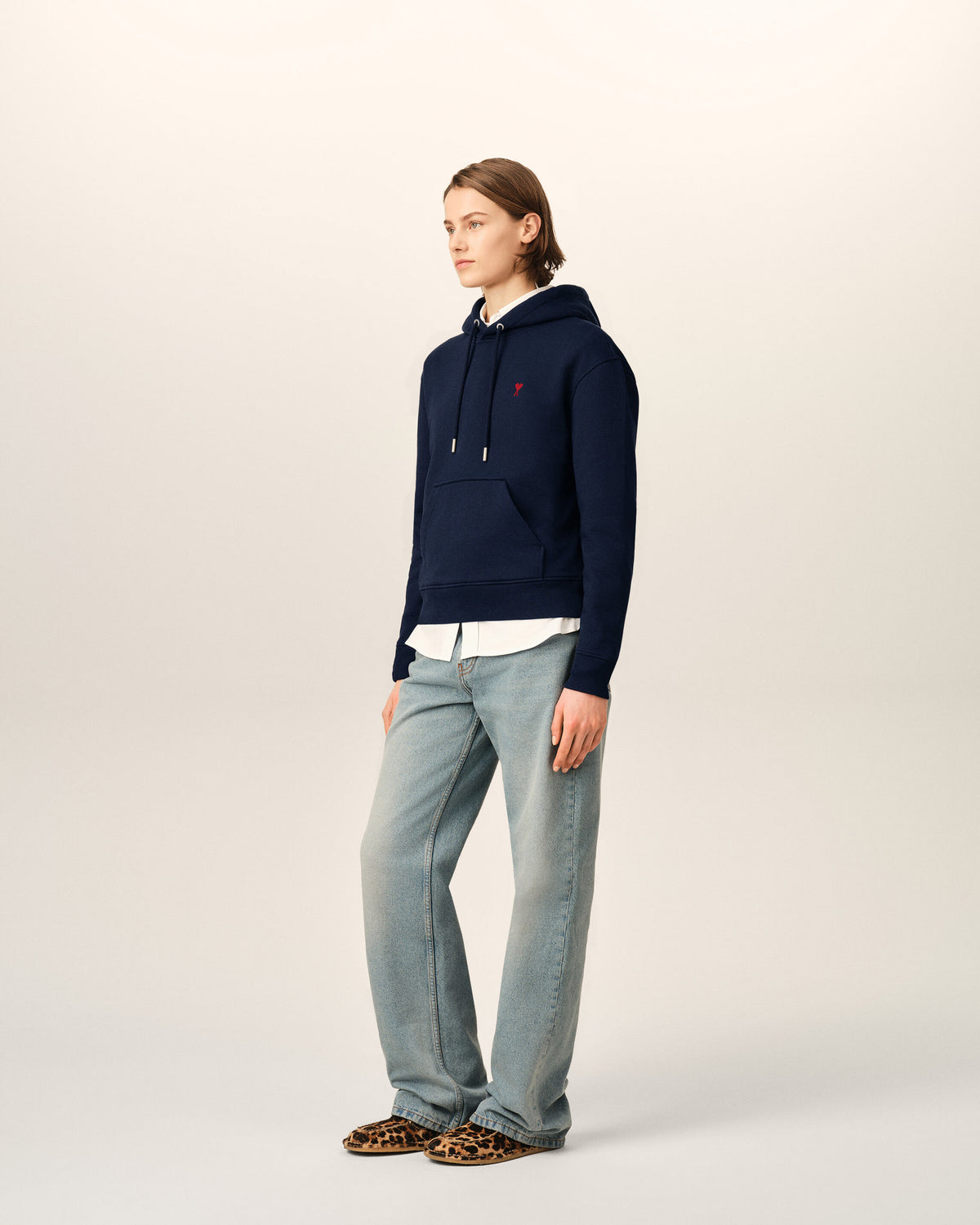 Blue cotton hoodie with Ami de Coeur - 12