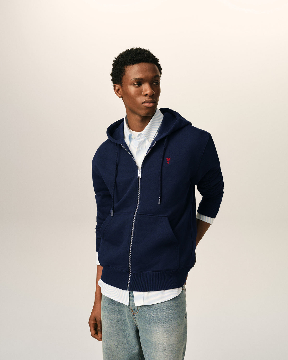 Felpa con zip Ami de Coeur in cotone blu - 2
