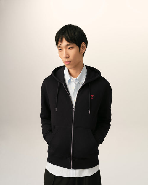 Zipped cotton hoodie with Ami de Coeur - 2 - Ami Paris