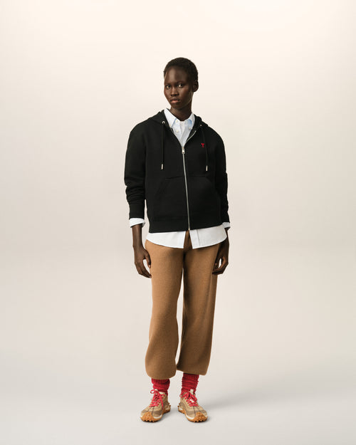 Zipped cotton hoodie with Ami de Coeur - 4 - Ami Paris