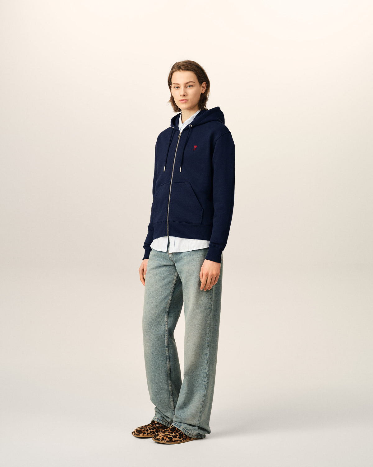 Felpa con zip Ami de Coeur in cotone blu - 12