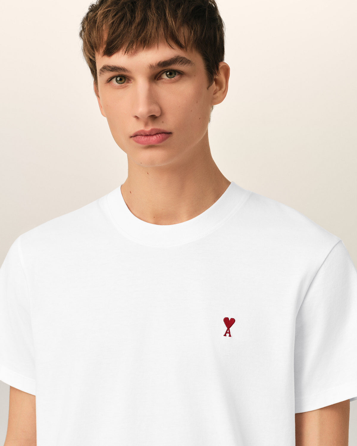White cotton t-shirt with Ami de Coeur  - 4