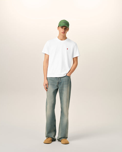 White cotton t-shirt with Ami de Coeur  - Man - 3 - AMI Paris - Ami Paris