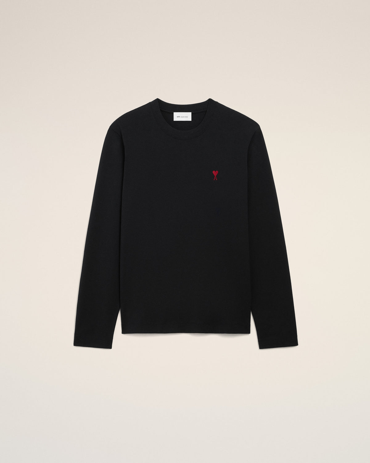 Black Cotton longsleeves t-shirt with Ami De Coeur - 7