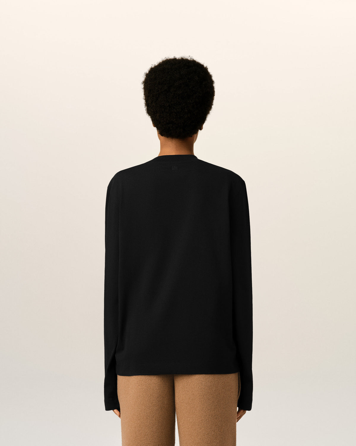 Black Cotton longsleeves t-shirt with Ami De Coeur - 11