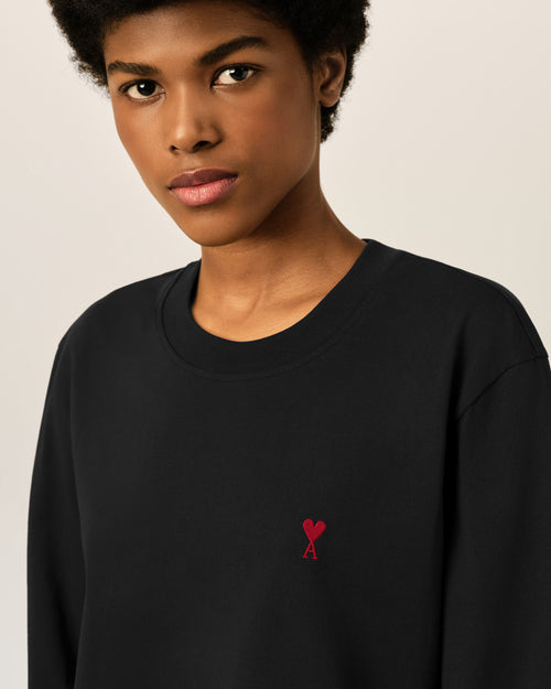 Black Cotton longsleeves t-shirt with Ami De Coeur - Woman - 10 - AMI Paris - Ami Paris