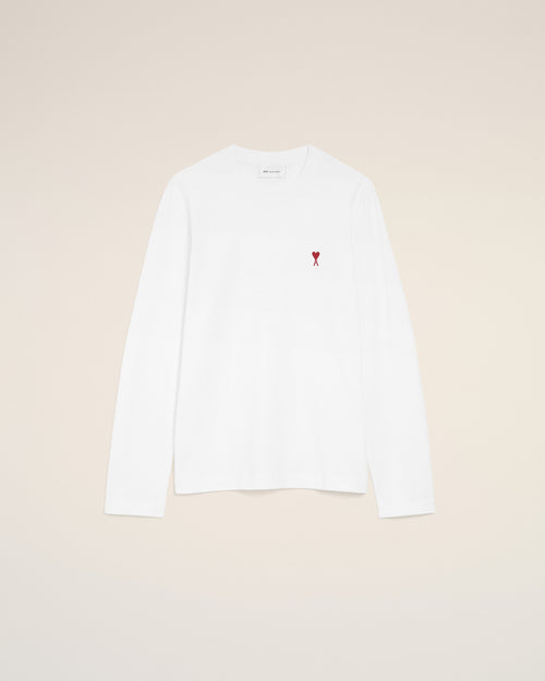                                 White Cotton longsleeves t-shirt with Ami De Coeur - 3                             - Ami Paris