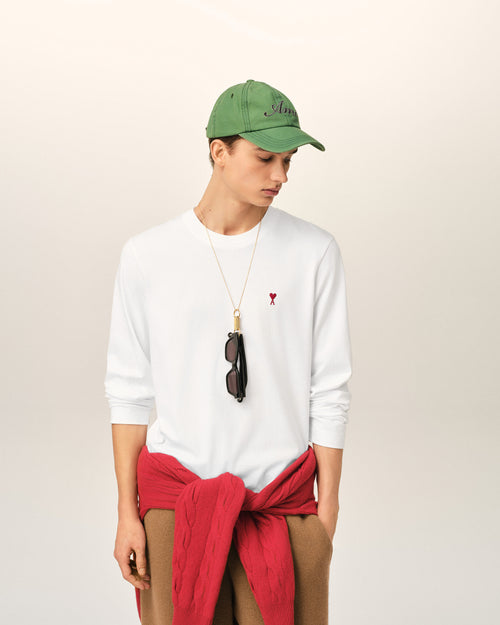 White Cotton longsleeves t-shirt with Ami De Coeur - 2 - Ami Paris