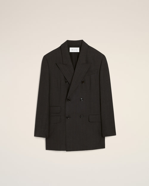 Grey double breasted striped wool blazer - Woman - 1 - AMI Paris - Ami Paris