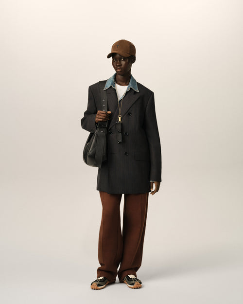 Veste rayée grise double boutonnage en laine - 2 - Ami Paris