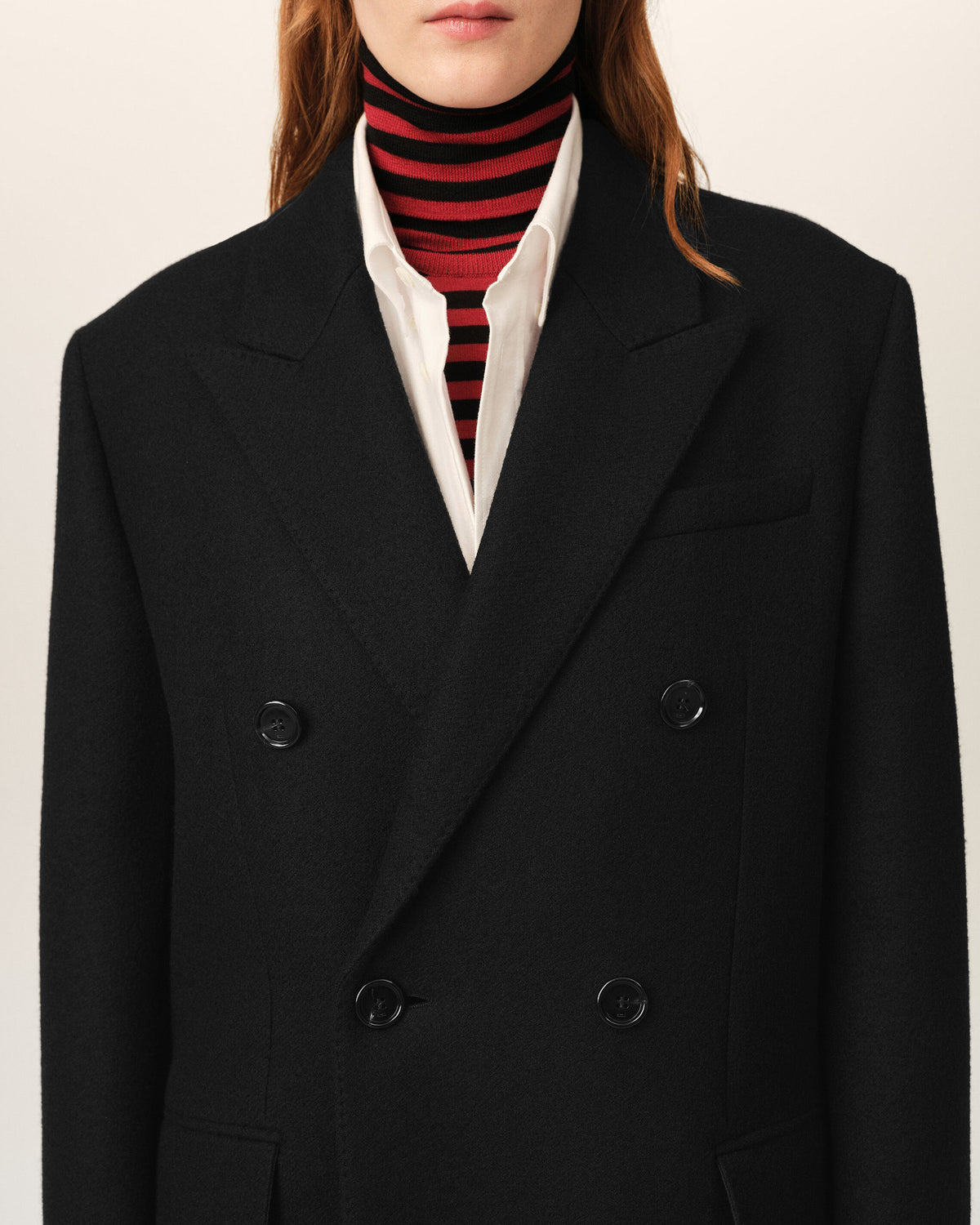 Cappotto doppiopetto in lana nera - 4