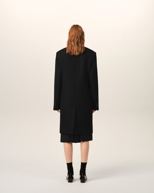 Cappotto doppiopetto in lana nera - Donna - 5 - AMI Paris - Ami Paris