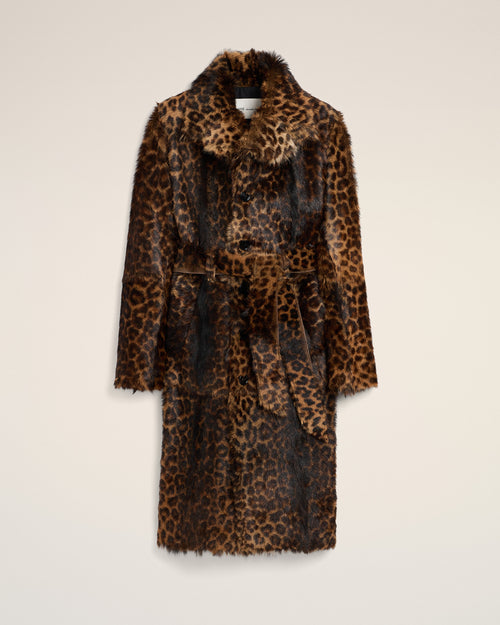 Long leopard goat leather belted coat - Femme - 1 - AMI Paris - Ami Paris