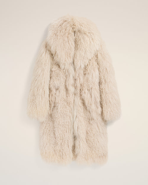 Abrigo largo blanco de shearling de cordero - Mujer - 1 - AMI Paris - Ami Paris