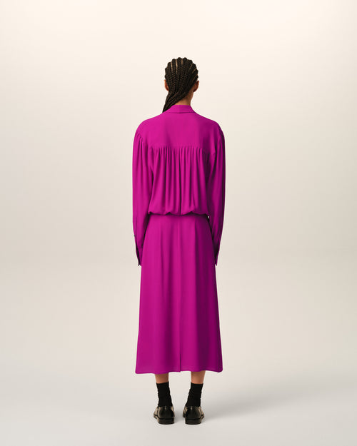 Purple midi lavalliere silk-blend dress - Woman - 5 - AMI Paris - Ami Paris