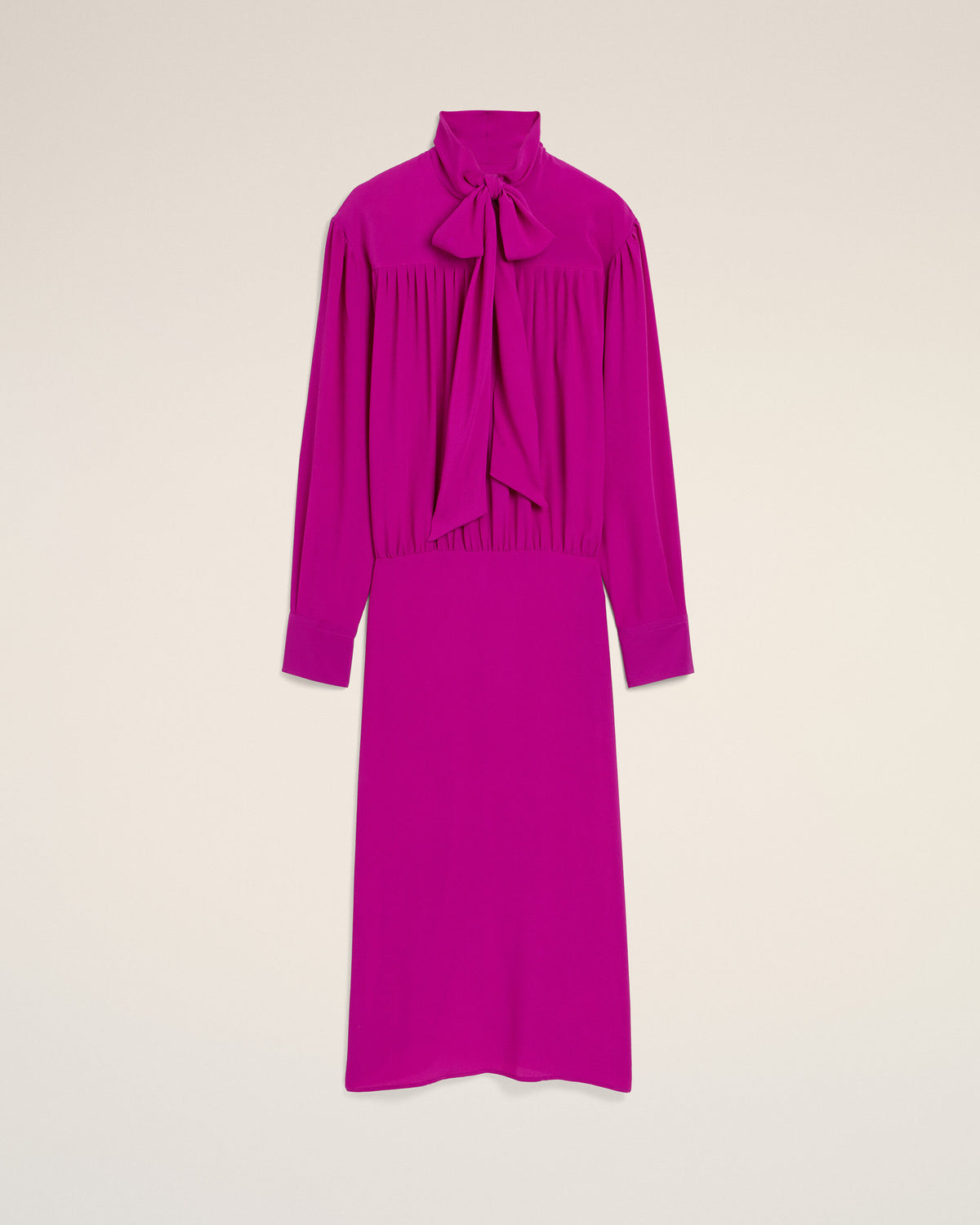Purple midi lavalliere silk-blend dress - 1