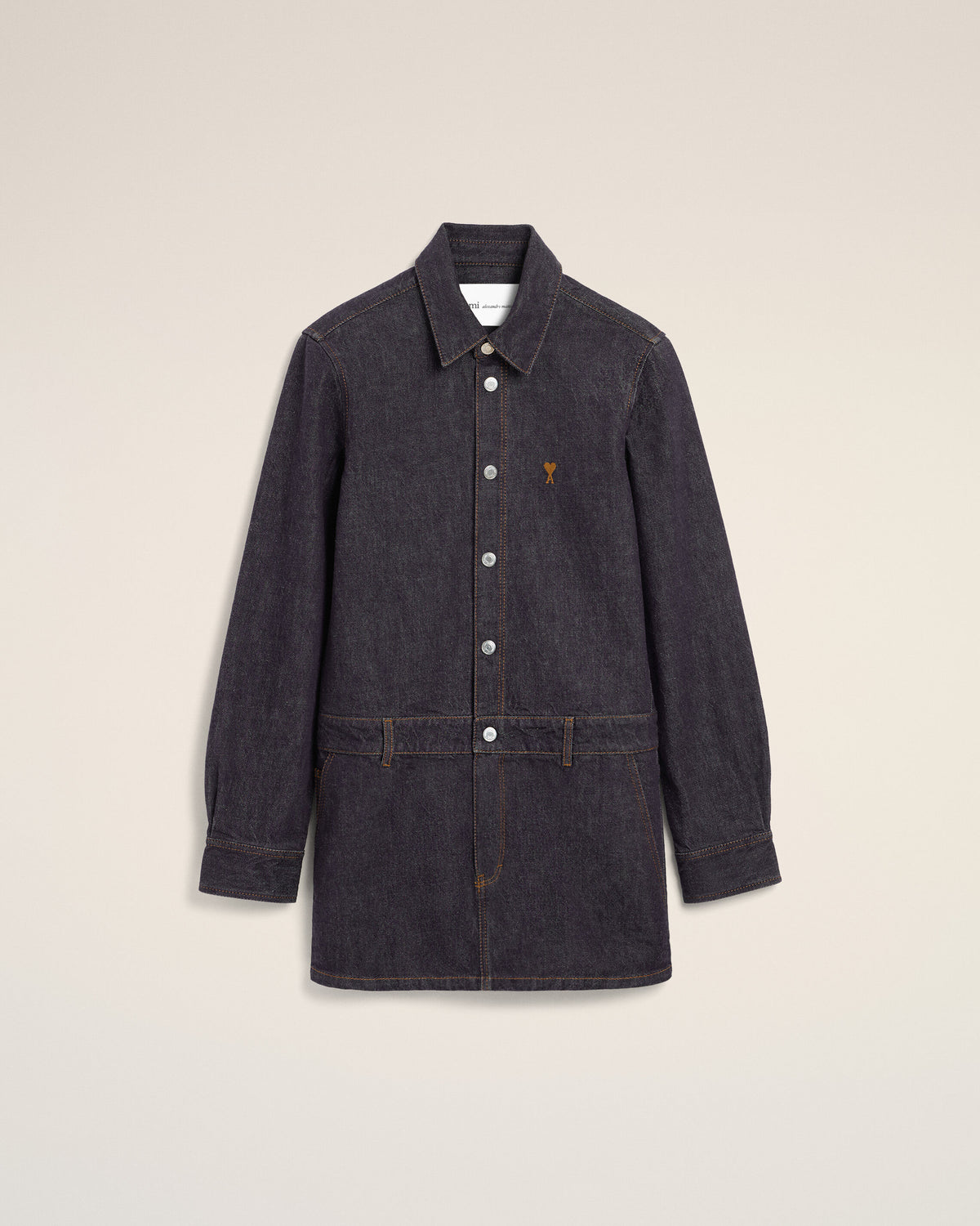 Blue cotton denim shirt dress with Ami de Coeur - 1