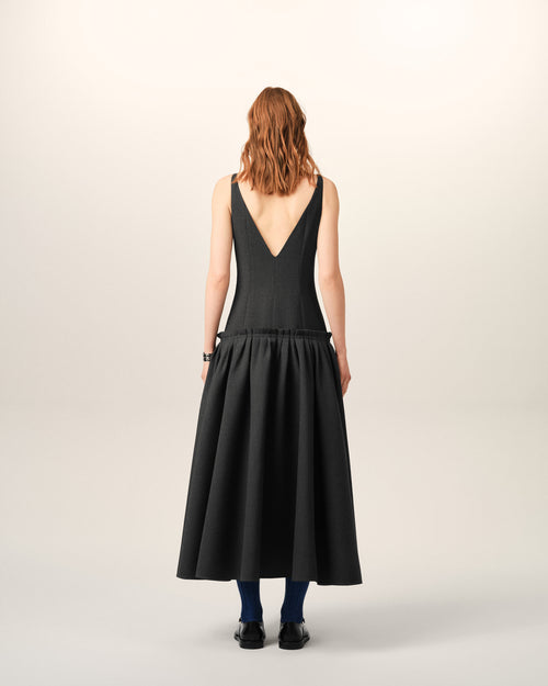 Maxi grey low waisted wool dress - Woman - 5 - AMI Paris - Ami Paris