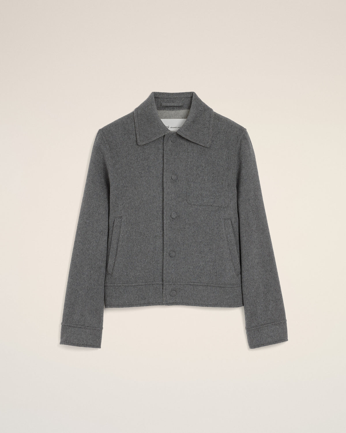 Grey button-down wool and cashmere jacket - 1