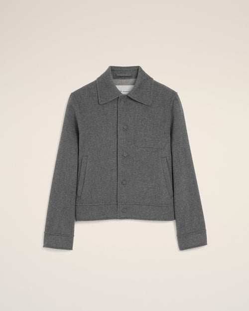 Grey button-down wool and cashmere jacket - Woman - 1 - AMI Paris - Ami Paris