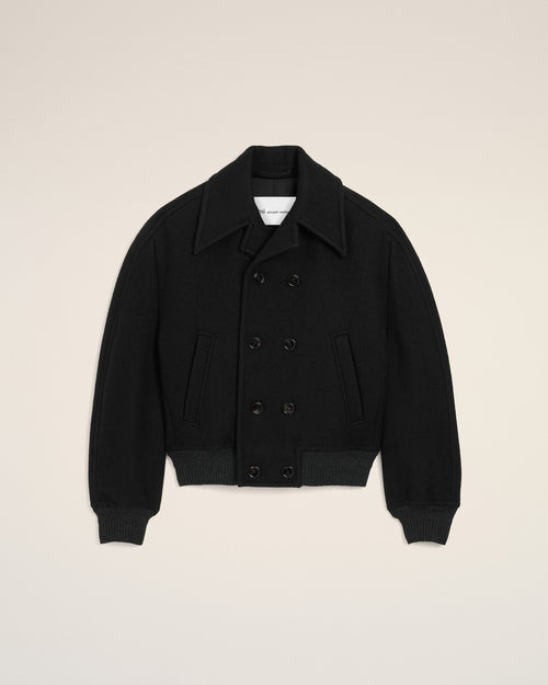 Short black double breasted wool bomber - 1 - Ami Paris