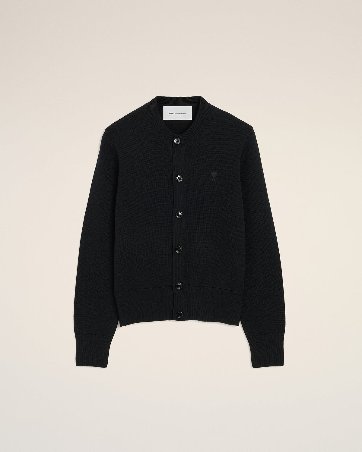 Cardigan noir en laine col rond Ami de Coeur - 1