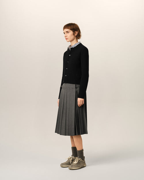 Black crewneck cashmere cardigan with Ami de Coeur - Woman - 6 - AMI Paris - Ami Paris