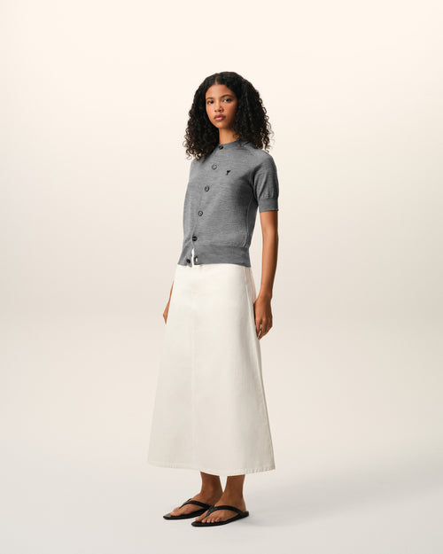 Cardigan Gris Manches Courtes Ami De Coeur en Laine - Femme - 2 - AMI Paris - Ami Paris