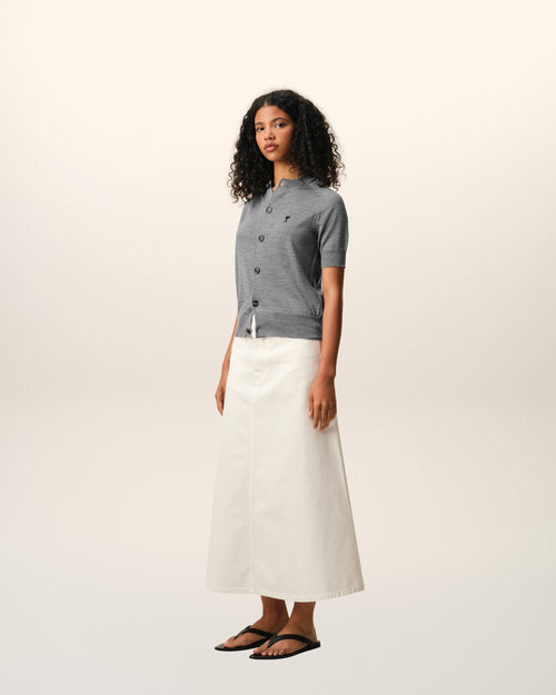 Cardigan Gris Manches Courtes Ami De Coeur en Laine - Femme - 6 - AMI Paris - Ami Paris