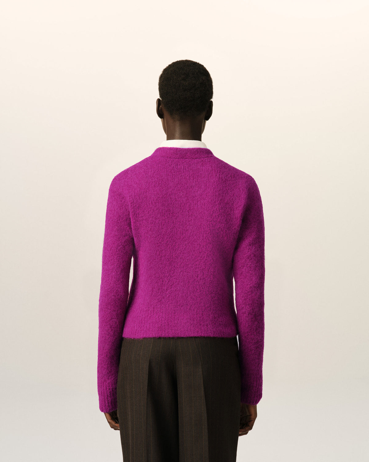 Purple wool and alpaca cardigan with Ami embroidery - 5