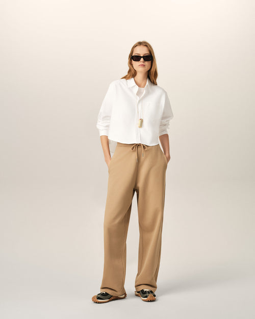 White cotton cropped shirt with embossed Ami de Coeur - Woman - 3 - AMI Paris - Ami Paris