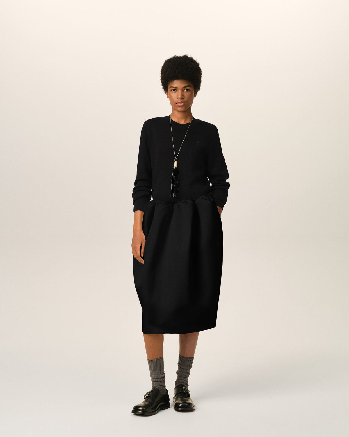 Midi gathered satin skirt - 2