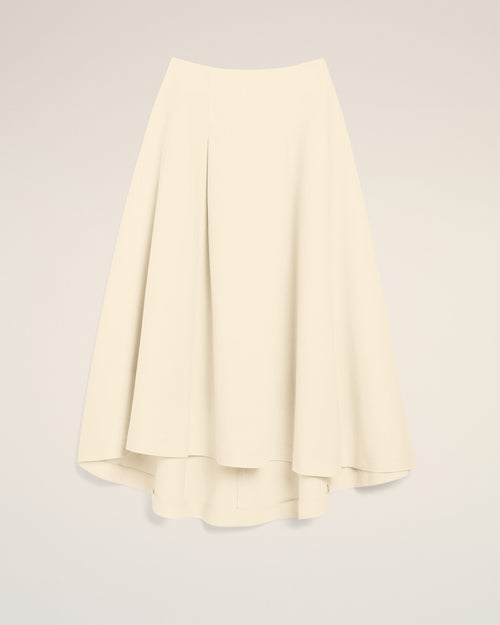 White A-line cotton and linen skirt - Woman - 1 - AMI Paris - Ami Paris