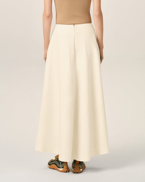 White A-line cotton and linen skirt - Woman - 4 - AMI Paris - Ami Paris