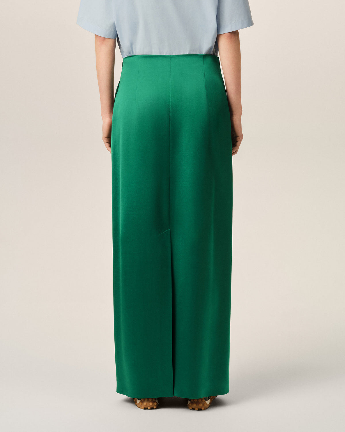 Green straight wool and viscose skirt - 4
