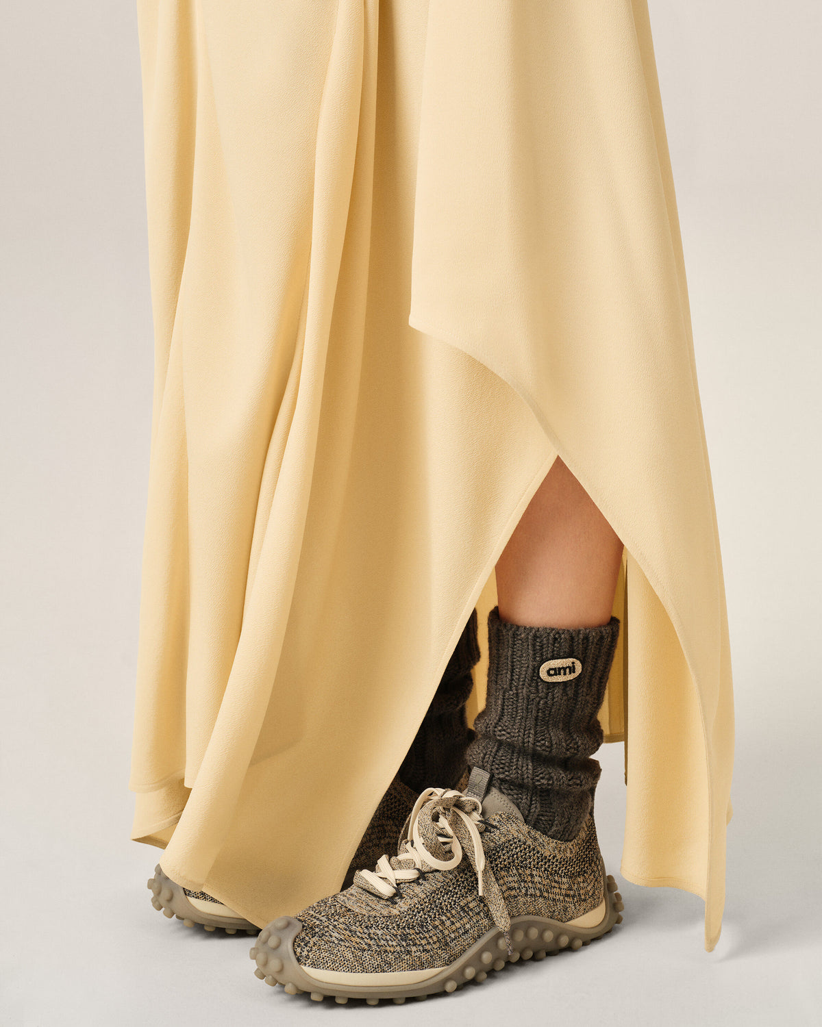 Yellow maxi flared blended silk skirt - 5
