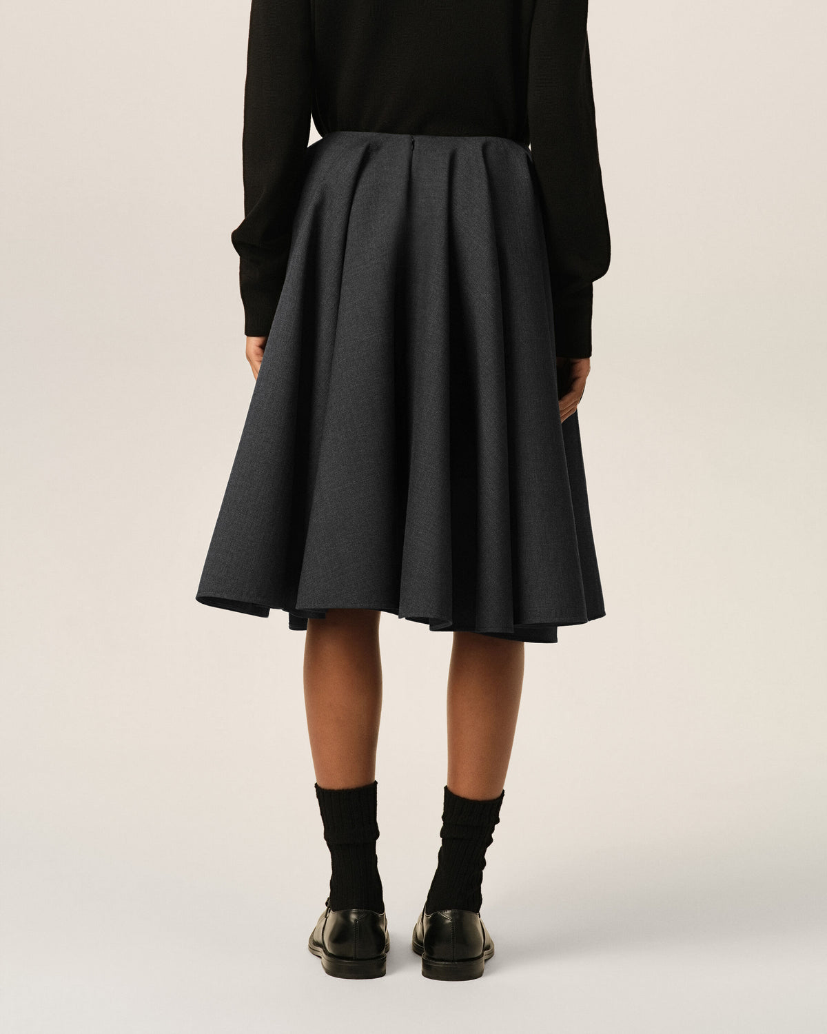 Grey midi peplum wool skirt - 4