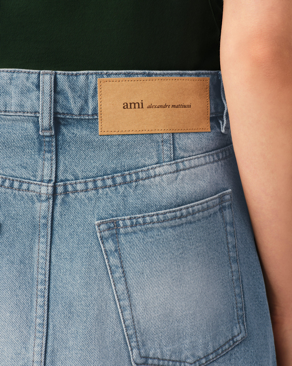 Blue mini cotton skirt - 5