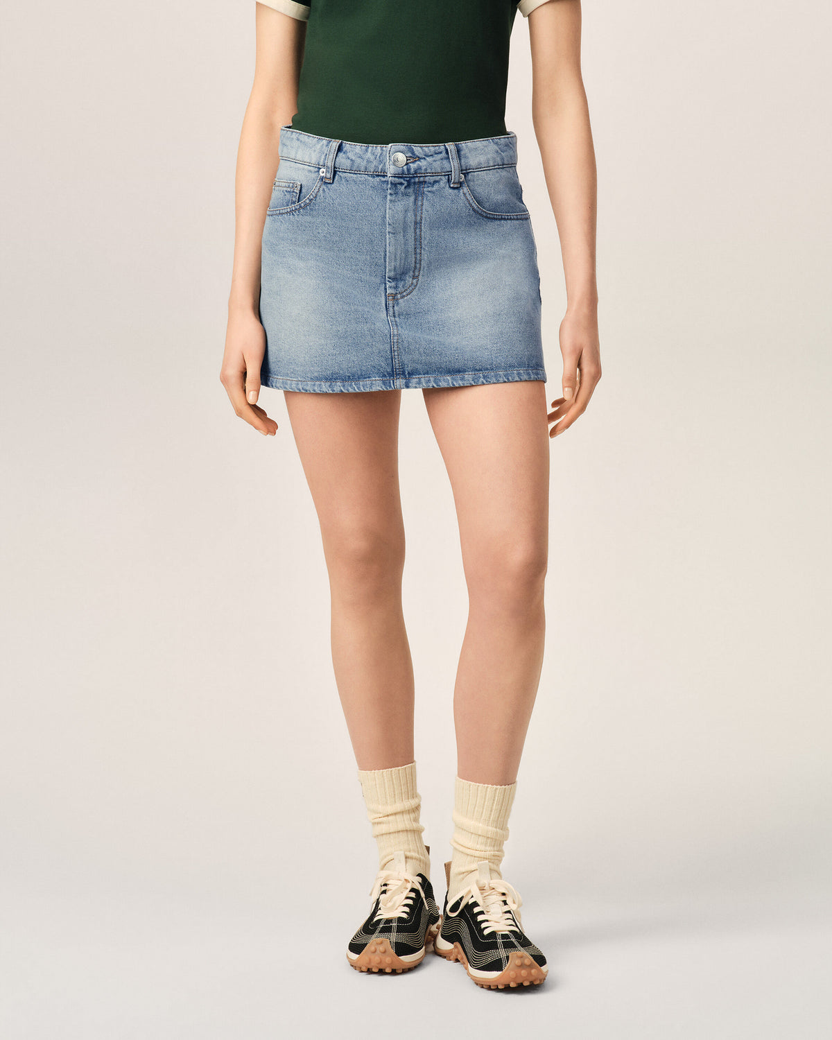 Blue mini cotton skirt - 3