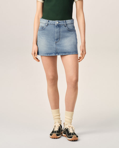 Blue mini cotton skirt - Woman - 3 - AMI Paris - Ami Paris